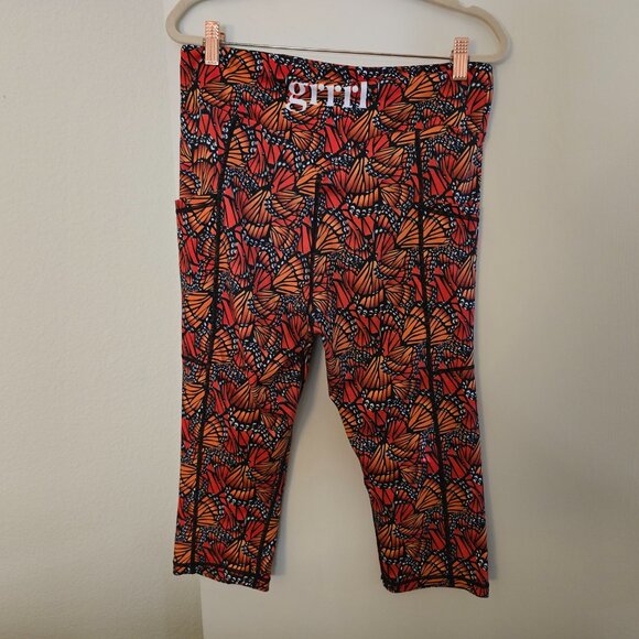 GRRRL Next Level Orange Butterfly Print Capri Length Leggings Ali/Amenah XL/XXL - Picture 2 of 10